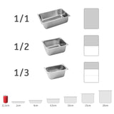 NNEAGS 4X GN Pan Full Size 1/2 GN Pan 6.5cm Deep Stainless Steel Tray