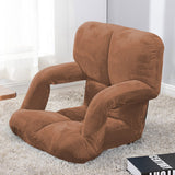 NNEAGS Foldable Lounge Cushion Adjustable Floor Lazy Recliner Chair with Armrest Coffee