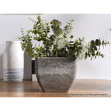NNEAGS 27cm Rock Grey Square Resin Plant Flower Pot in Cement Pattern Planter Cachepot for Indoor Home Office