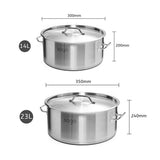 NNEAGS Stock Pot 14L 23L Top Grade Thick Stainless Steel Stockpot 18/10