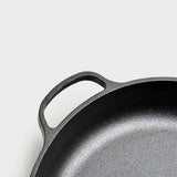 NNEAGS 29cm Round Cast Iron Frying Pan Skillet Steak Sizzle Platter with Helper Handle