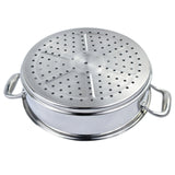 NNEAGS 2X 3 Tier 32cm Heavy Duty Stainless Steel Food Steamer Vegetable Pot Stackable Pan Insert with Glass Lid