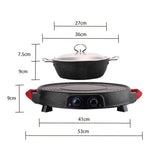 NNEAGS 2 in 1 Electric Stone Coated Teppanyaki Grill Plate Steamboat Hotpot