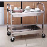 NNEAGS 2 Tier 95x50x95cm Stainless Steel Kitchen Trolley Bowl Collect Service FoodCart Large
