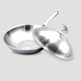 NNEAGS 2X 18/10 Stainless Steel Fry Pan 32cm Frying Pan Top Grade Cooking Skillet with Lid