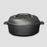 NNEAGS 2X 28cm Cast Iron Dutch Oven Pre-Seasoned Camping Stew Pot with Lid