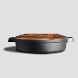 NNEAGS 29cm Round Cast Iron Pre-seasoned Deep Baking Pizza Frying Pan Skillet with Wooden Lid