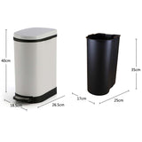 NNEAGS Foot Pedal Stainless Steel Rubbish Recycling Garbage Waste Trash Bin 10L U White