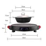 NNEAGS 2 in 1 Electric Stone Coated Grill Plate Steamboat Two Division Hotpot