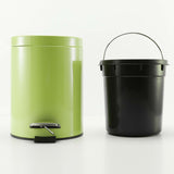 NNEAGS 4X 7L Foot Pedal Stainless Steel Rubbish Recycling Garbage Waste Trash Bin Round Green