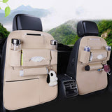 NNEAGS PVC Leather Car Back Seat Storage Bag Multi-Pocket Organizer Backseat and iPad Mini Holder White