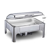NNEAGS 2X 9L Rectangular Stainless Steel Soup Warmer Roll Top Chafer Chafing Dish Set with Glass Visual Window Lid