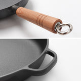 NNEAGS 2X 27cm Round Cast Iron Frying Pan Skillet Steak Sizzle Platter with Helper Handle