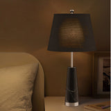 NNEAGS 2X 68cm Black Marble Bedside Desk Table Lamp Living Room Shade with Cone Shape Base