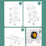 NNEAGS 2X 3 Tier Steel White Adjustable Kitchen Cart Multi-Functional Shelves Portable Storage Organizer with Wheels