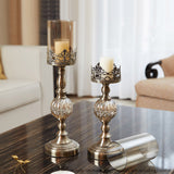 NNEAGS 48cm Glass Candle Holder Candle Stand Glass/Metal