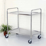 NNEAGS 2X 2 Tier 86x54x94cm Stainless Steel Kitchen Dinning Food Cart Trolley Utility Round Large