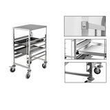 NNEAGS 2X Trolley 7 Tier Stainless Steel Bakery Trolley Suits GN 1/1 Pans with Working Surface
