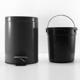 NNEAGS 4X Foot Pedal Stainless Steel Rubbish Recycling Garbage Waste Trash Bin Round 12L Black