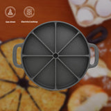 NNEAGS 2X 21.5CM Round Cast Iron Baking Wedge Pan Cornbread Cake 8-Slice Baking Dish with Handle