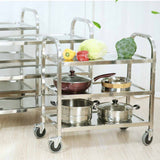 NNEAGS 3 Tier 85x45x90cm Stainless Steel Kitchen Dinning Food Cart Trolley Utility Size Medium
