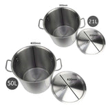 NNEAGS Stock Pot 21L 50L Top Grade Thick Stainless Steel Stockpot 18/10