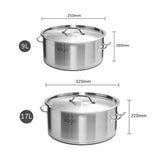 NNEAGS Stock Pot 9L 17L Top Grade Thick Stainless Steel Stockpot 18/10