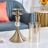 NNEAGS 43cm Glass Candle Holder Candle Stand Glass/Metal