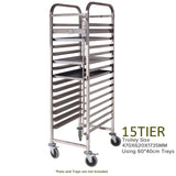 NNEAGS Trolley 15 Tier Stainless Steel with Aluminum Baking Pan Cooking Tray for Bakers