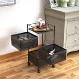 NNEAGS 2X 3 Tier Steel Square Rotating Kitchen Cart Multi-Functional Shelves Portable Storage Organizer with Wheels