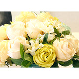 NNEAGS 3pcs Artificial Silk with 15 Heads Flower Fake Rose Bouquet Table Decor White