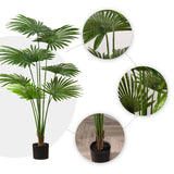 NNEAGS 2X 150cm Artificial Natural Green Fan Palm Tree Fake Tropical Indoor Plant Home Office Decor