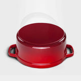 NNEAGS 2X Cast Iron 22cm Enamel Porcelain Stewpot Casserole Stew Cooking Pot With Lid Red