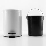 NNEAGS Foot Pedal Stainless Steel Rubbish Recycling Garbage Waste Trash Bin Round 12L White