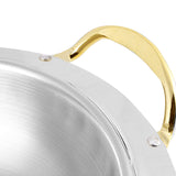 NNEAGS 2X Stainless Steel Gold Accents Round Buffet Chafing Dish Cater Food Warmer Chafer with Glass Top Lid