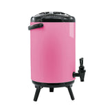 NNEAGS 8X 14L Stainless Steel Insulated Milk Tea Barrel Hot and Cold Beverage Dispenser Container with Faucet Pink