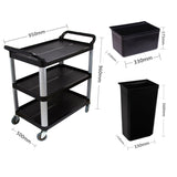NNEAGS 2X 3 Tier Food Trolley Food Waste Cart w/ 2 Bin Food Utility Kitchen Large