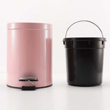 NNEAGS Foot Pedal Stainless Steel Rubbish Recycling Garbage Waste Trash Bin Round 12L Pink