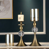 NNEAGS 2X 38cm Glass Candle Holder Candle Stand Glass/Metal