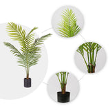 NNEAGS 120cm Green Artificial Indoor Rogue Areca Palm Tree Fake Tropical Plant Home Office Decor