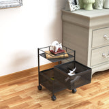 NNEAGS 2 Tier Steel Square Rotating Kitchen Cart Multi-Functional Shelves Portable Storage Organizer with Wheels
