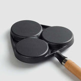 NNEAGS 2X 3 Mold Cast Iron Breakfast Fried Egg Pancake Omelette Fry Pan