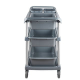 NNEAGS 3-Tier Soiled Food Trolley Dirty Plate Cart Five Buckets Kitchen Food Utility