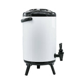 NNEAGS 8X 12L Stainless Steel Insulated Milk Tea Barrel Hot and Cold Beverage Dispenser Container with Faucet White