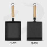 NNEAGS 2X Cast Iron Tamagoyaki Japanese Omelette Egg Frying Skillet Fry Pan Wooden Handle