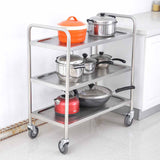 NNEAGS 3 Tier 86x54x94cm Stainless Steel Kitchen Dinning Food Cart Trolley Utility Round Large