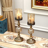 NNEAGS 2X 42cm Glass Candle Holder Candle Stand Glass/Metal