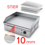 NNEAGS 2X Electric Stainless Steel Flat Griddle Grill BBQ Hot Plate 2200W