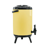 NNEAGS 8L Stainless Steel Insulated Milk Tea Barrel Hot and Cold Beverage Dispenser Container with Faucet Yellow