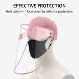 NNEAGS 2X Outdoor Protection Hat Anti-Fog Pollution Dust Protective Cap Full Face HD Shield Cover Kids Pink